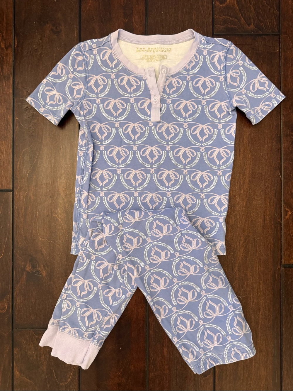 The Beaufort Bonnet Company Lavender and Pale Pink Bow Print Kids Pajama Set